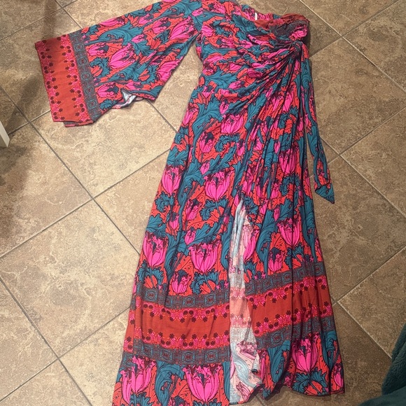 Free People Pardon my French Maxi -Pink and Teal Floral Dress - Picture 8 of 8